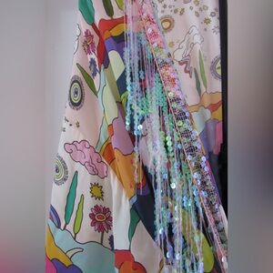 NEVER WORN! Celia B Multicolor Abstract Kimono with Sequin Detail